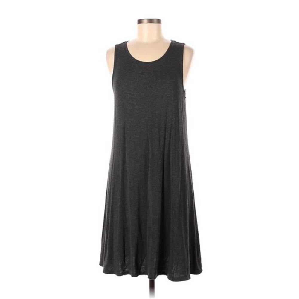 Gray Sleeves Mini Shift Dress with High-neck and keyhole back size small